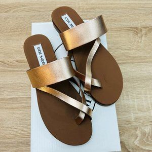 Steve Madden Athens Strappy Flat Sandal Rose Gold, Faux Leather